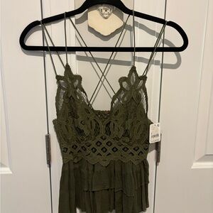Free People Olive Lace Camisole